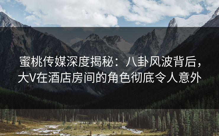蜜桃传媒深度揭秘：八卦风波背后，大V在酒店房间的角色彻底令人意外