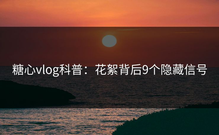 糖心vlog科普：花絮背后9个隐藏信号