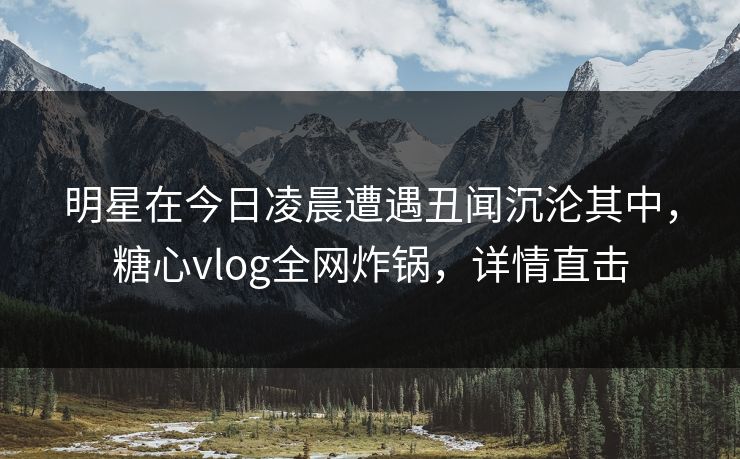 明星在今日凌晨遭遇丑闻沉沦其中，糖心vlog全网炸锅，详情直击