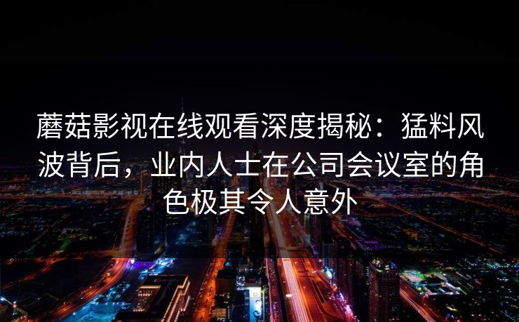 蘑菇影视在线观看深度揭秘：猛料风波背后，业内人士在公司会议室的角色极其令人意外