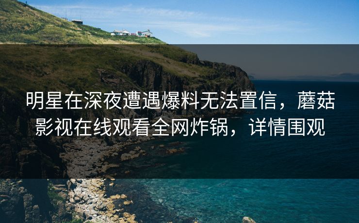 明星在深夜遭遇爆料无法置信，蘑菇影视在线观看全网炸锅，详情围观